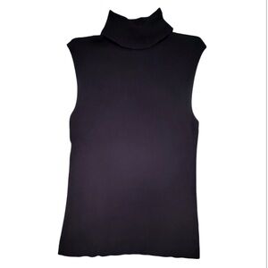Jones New York Dark Navy Ribbed Turtleneck Tank Top Sweater Size XL